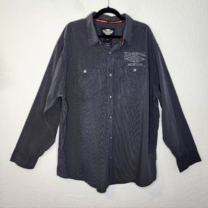 Harley Davidson Long Sleeve Button Down Shirt Size 2XL Large Back Graphic